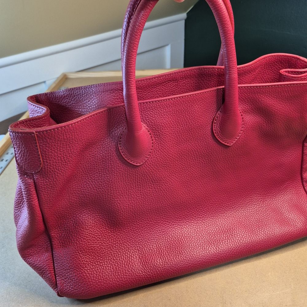 Mark & Graham Red Pebbled Leather Tote